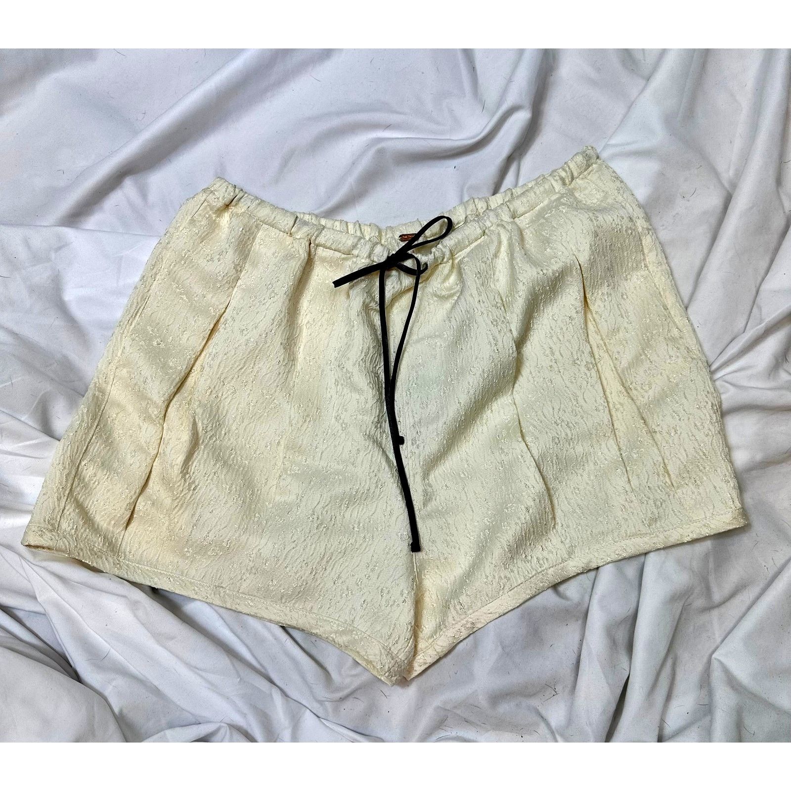 Free People Free People Pearl Satin Shorts Drawstring Waist Tofu L Size 33" - 6 Thumbnail