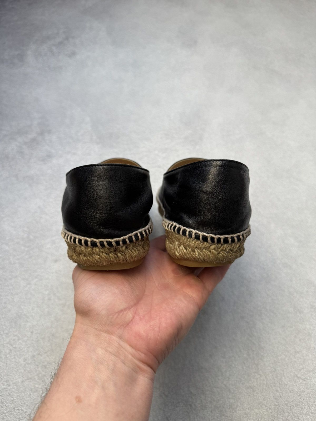 Chanel Vintage Chanel Espadrilles Black Leather slip on 40size Size US 8.5 / IT 38.5 - 3 Thumbnail