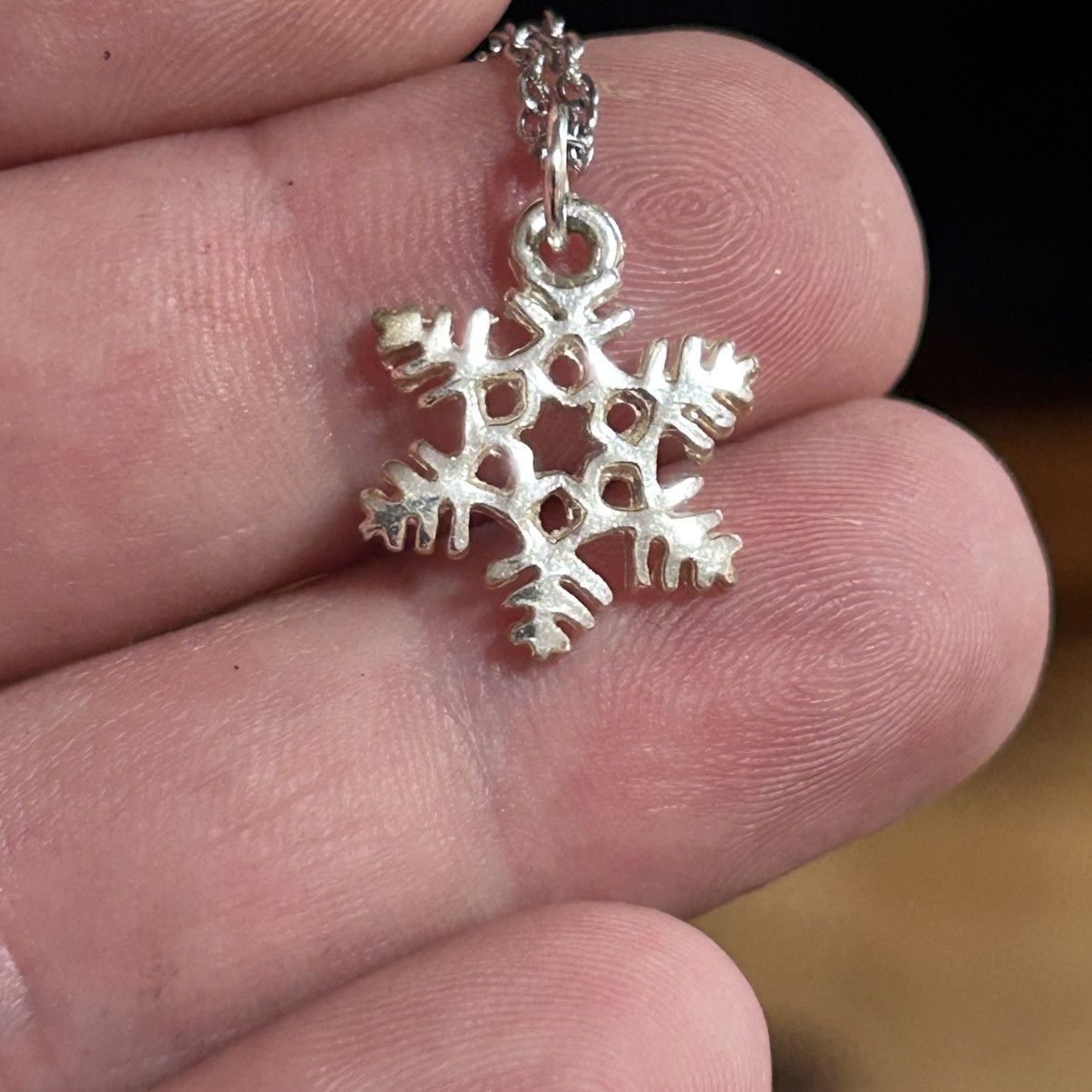 Handmade Handcrafted salvaged vintage silver snowflake necklace Size ONE SIZE - 2 Thumbnail