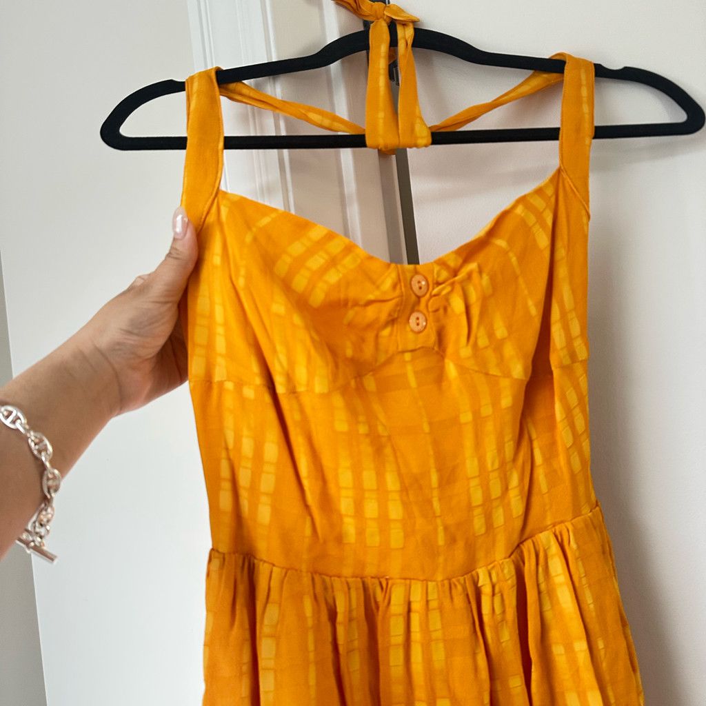 Urban Outfitters Bright Mango Yellow Halter Sundress Size S / US 4 / IT 40 - 4 Thumbnail
