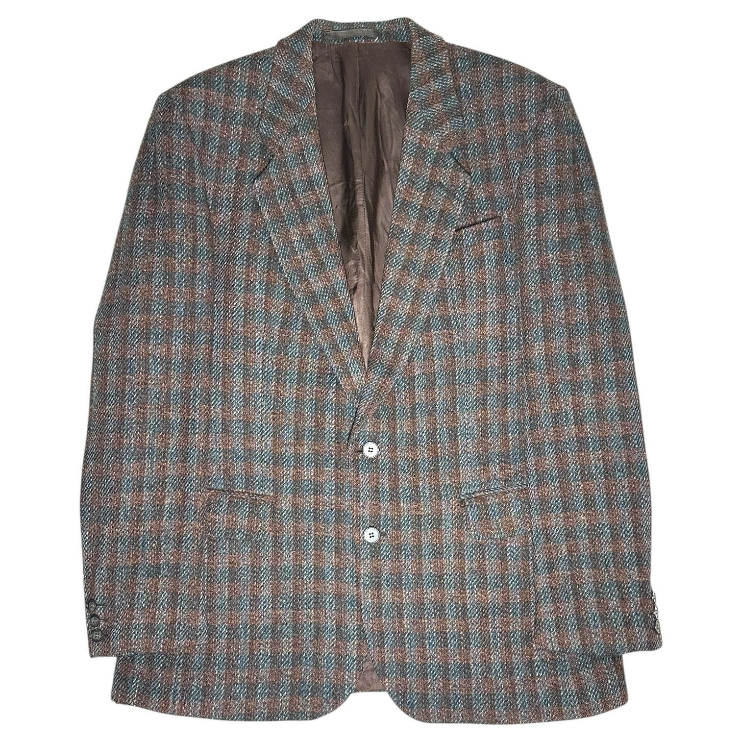 Harris Tweed Harris Tweed Men's 46R Brown Blue Plaid Sport Coat Blazer Size 46R - 1 Thumbnail