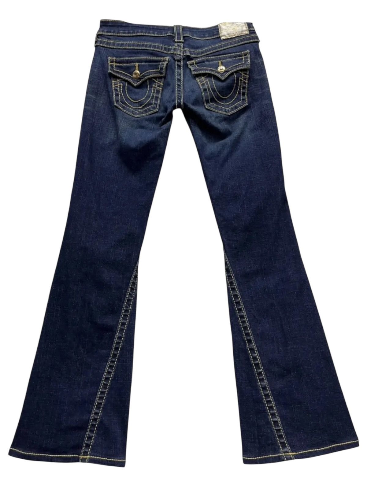 True Religion RARE💎JOEY BIG T Gem Button Stretch Denim Flare Low Rise USA Size 26" / US 2 / IT 38 - 5 Thumbnail