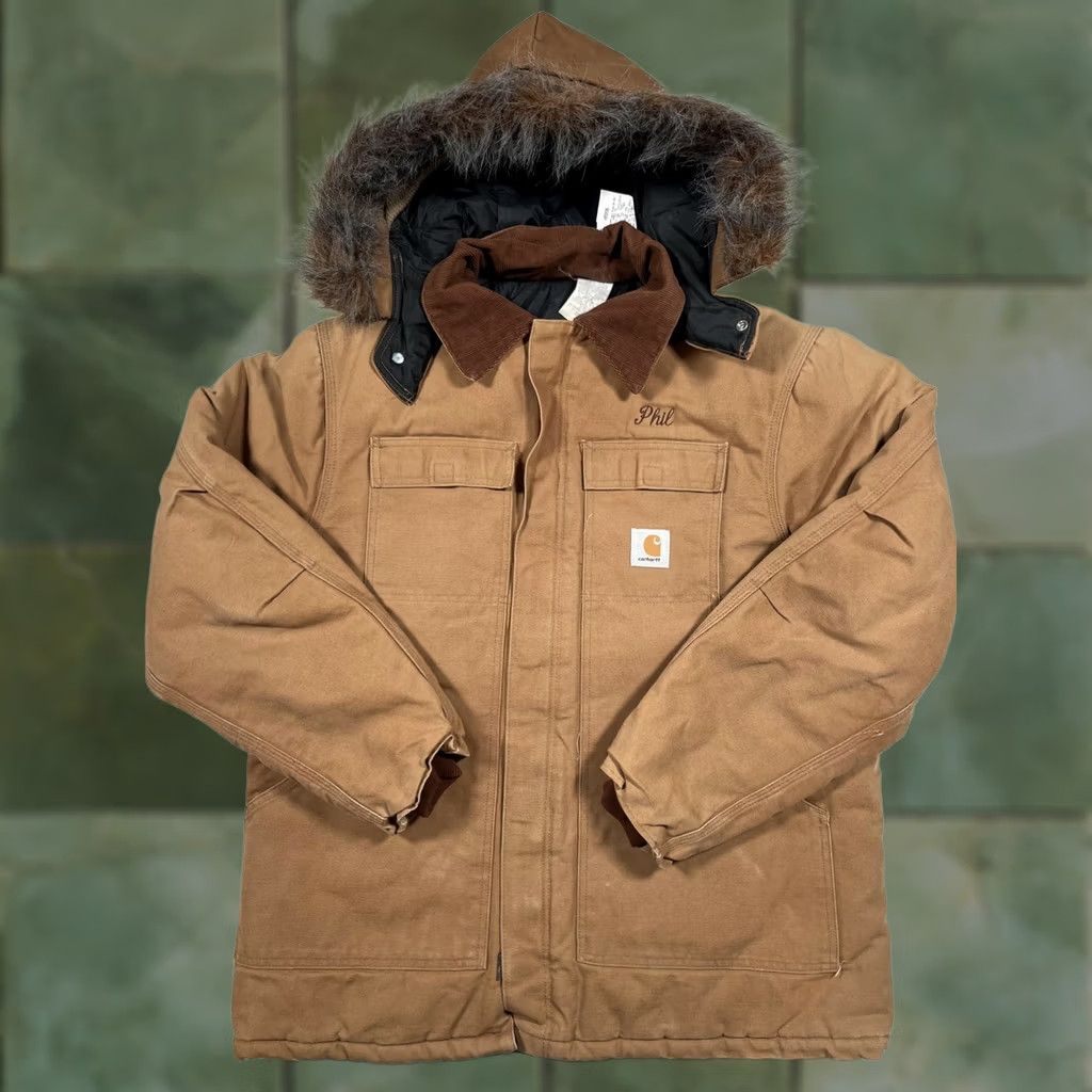 Carhartt VINTAGE Carhartt Coat Mens 46 Brown Canvas Hooded Insulated Fur Trim Parka USA Size US S / EU 44-46 / 1 - 1 Thumbnail