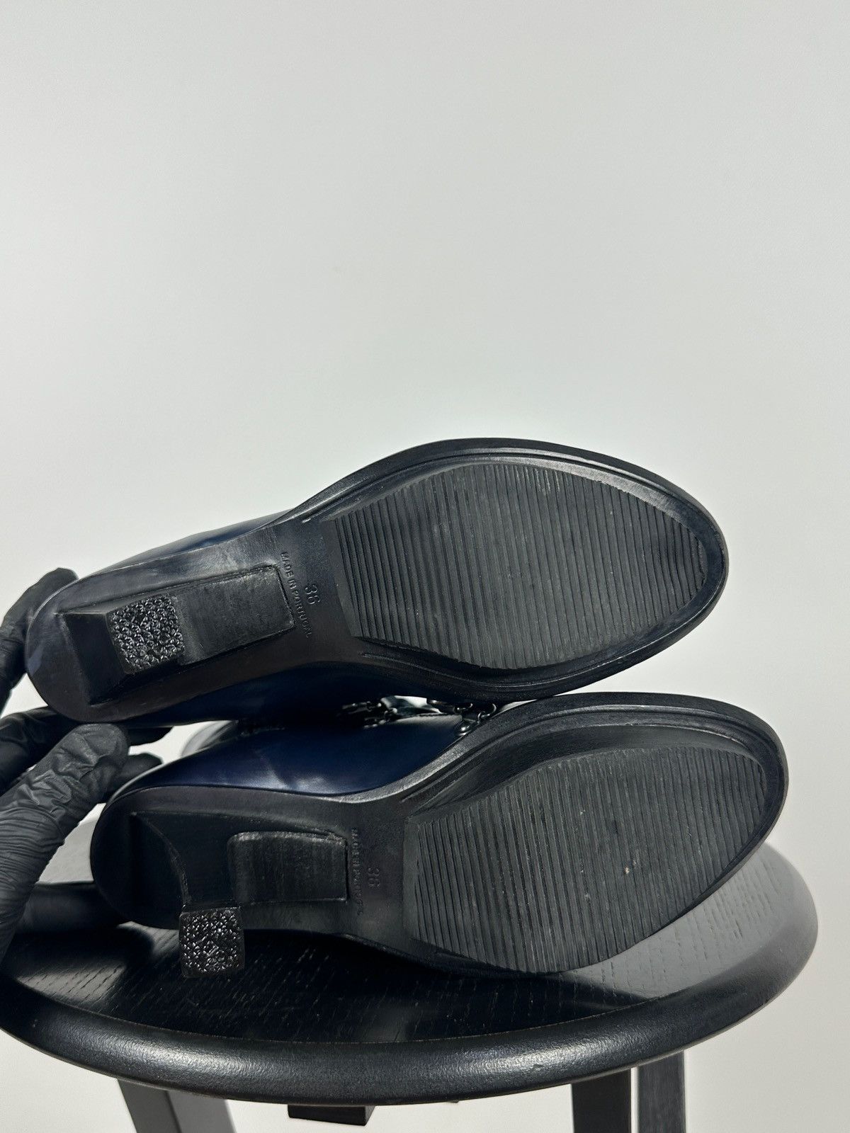 Marithe + Francois Girbaud Marithé + François Girbaud Navy Blue Leather Heeled Boots Size US 6 / IT 36 - 22 Thumbnail