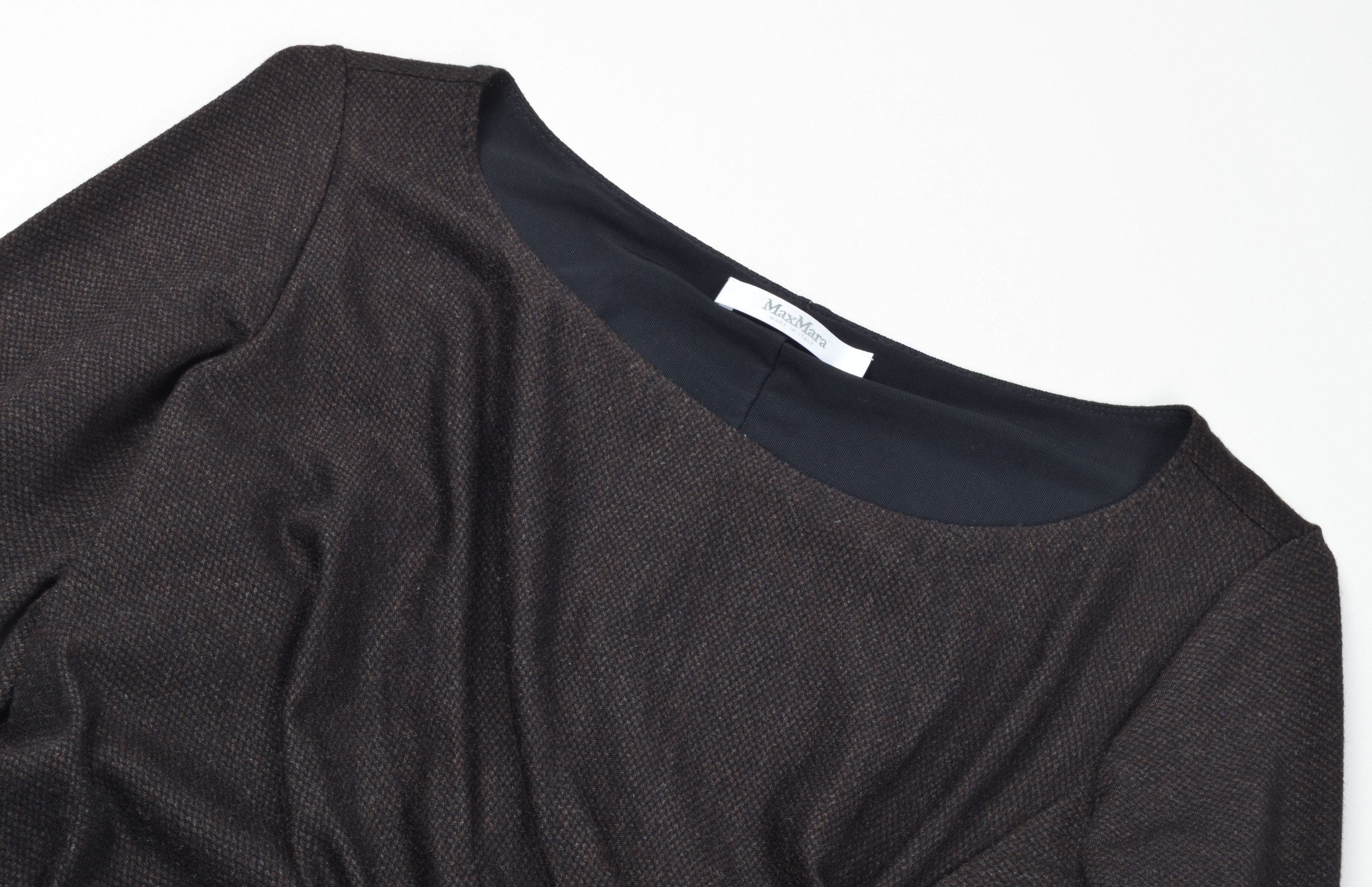 Max Mara Vintage Max Mara Draped Midi Brown Long Sleeve Dress Size M / US 6-8 / IT 42-44 - 5 Thumbnail