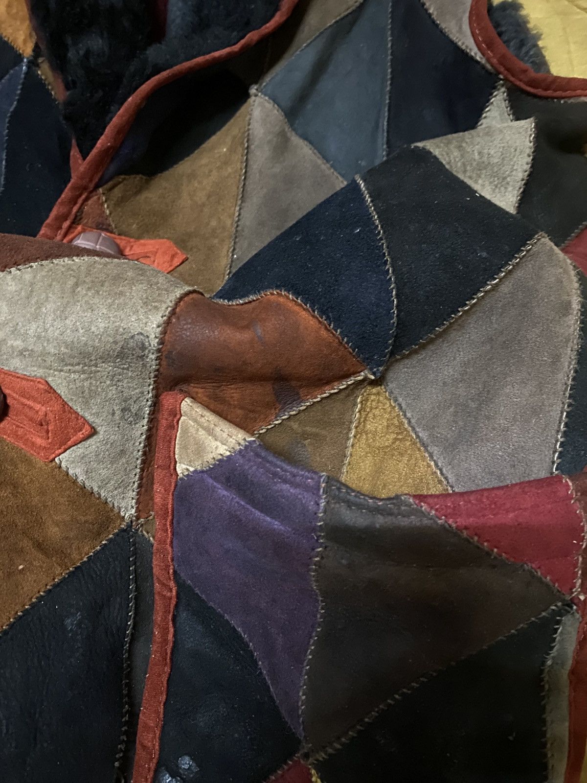Genuine Leather Leather Patchwork Cubism Pattern Shearling Sleeveless Jacket Size US L / EU 52-54 / 3 - 5 Thumbnail