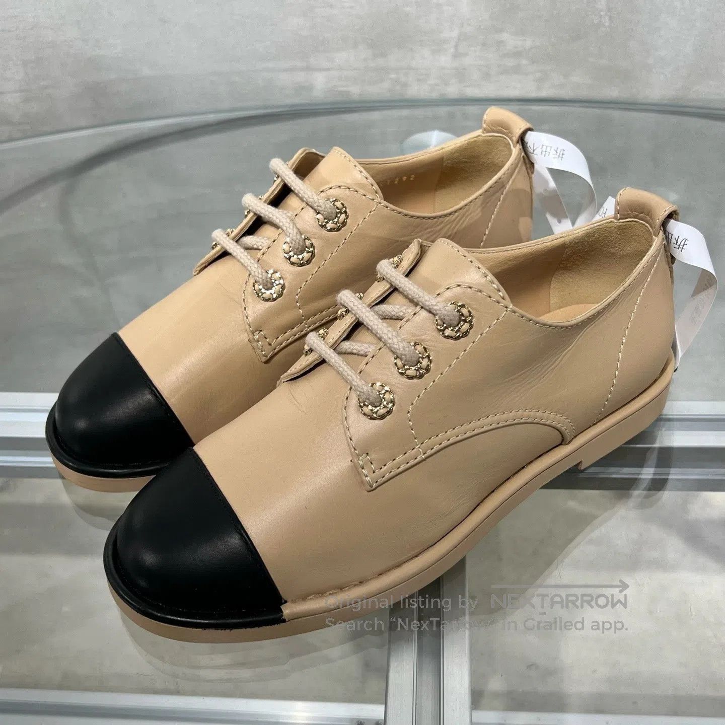Chanel Chanel Nude-colored leather shoes with black details – Der Size US 5.5 / IT 35.5 - 1 Thumbnail