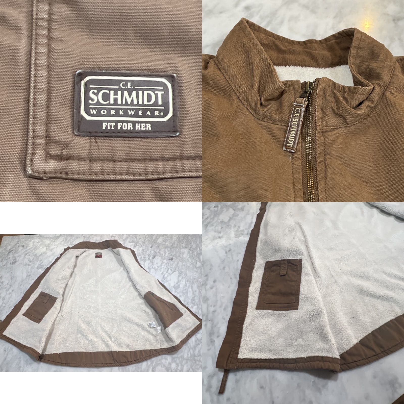 Vintage VINTAGE? No. The title: CE Schmidt Vest Women XL Fleece Lined Chest Zipper Pockets Workwear CanvasBrown Size XL / US 12-14 / IT 48-50 - 8 Thumbnail