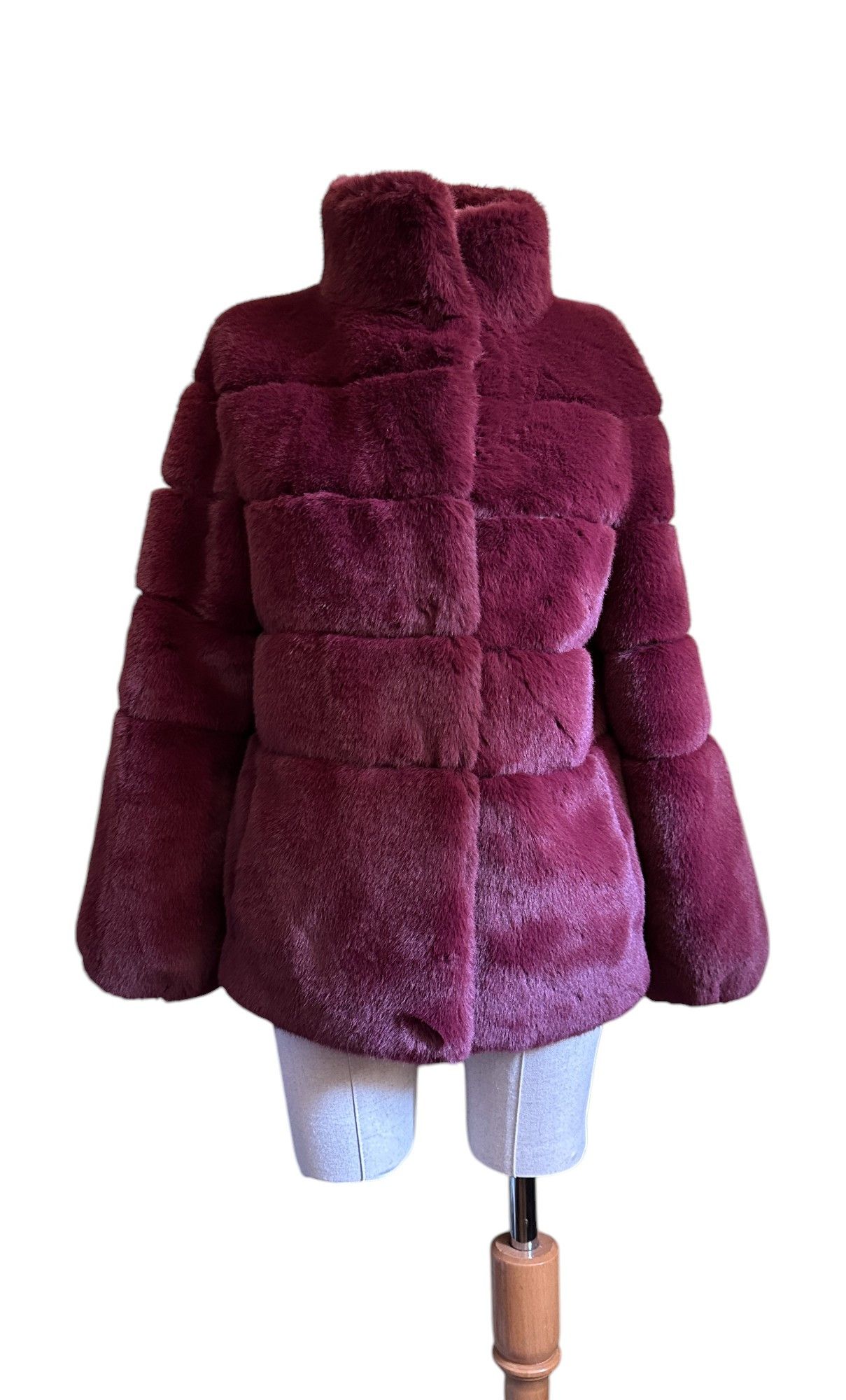 Diane von Furstenberg Faux Fur Short Coat in Burgundy Size S / US 4 / IT 40 - 1 Thumbnail