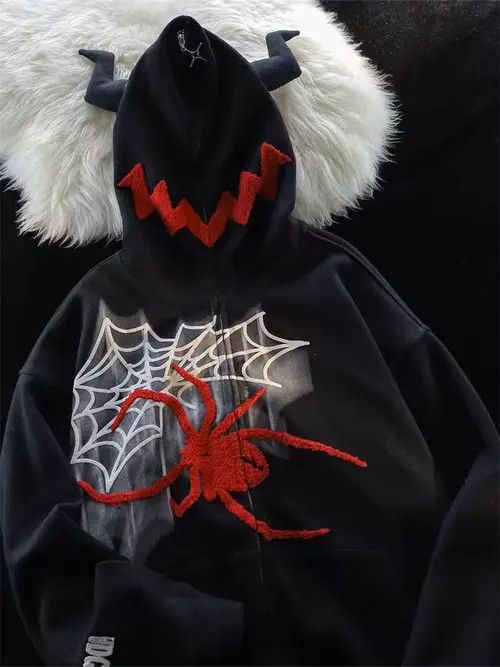 VIBE Hip Hop Spider Print Hooded Sweatshirt Jacket Size US M / EU 48-50 / 2 - 2 Thumbnail