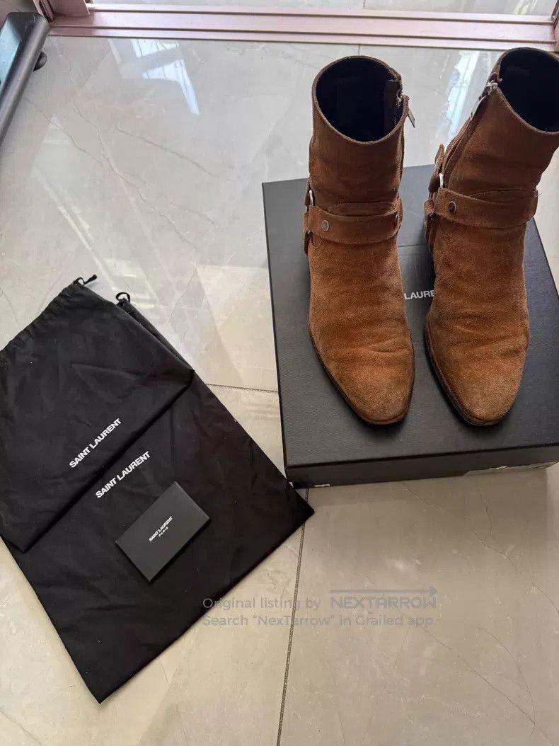 Saint Laurent Paris Saint Laurent Paris Suede Chelsea boots with side buckle i Size US 8 / EU 41 - 1 Thumbnail