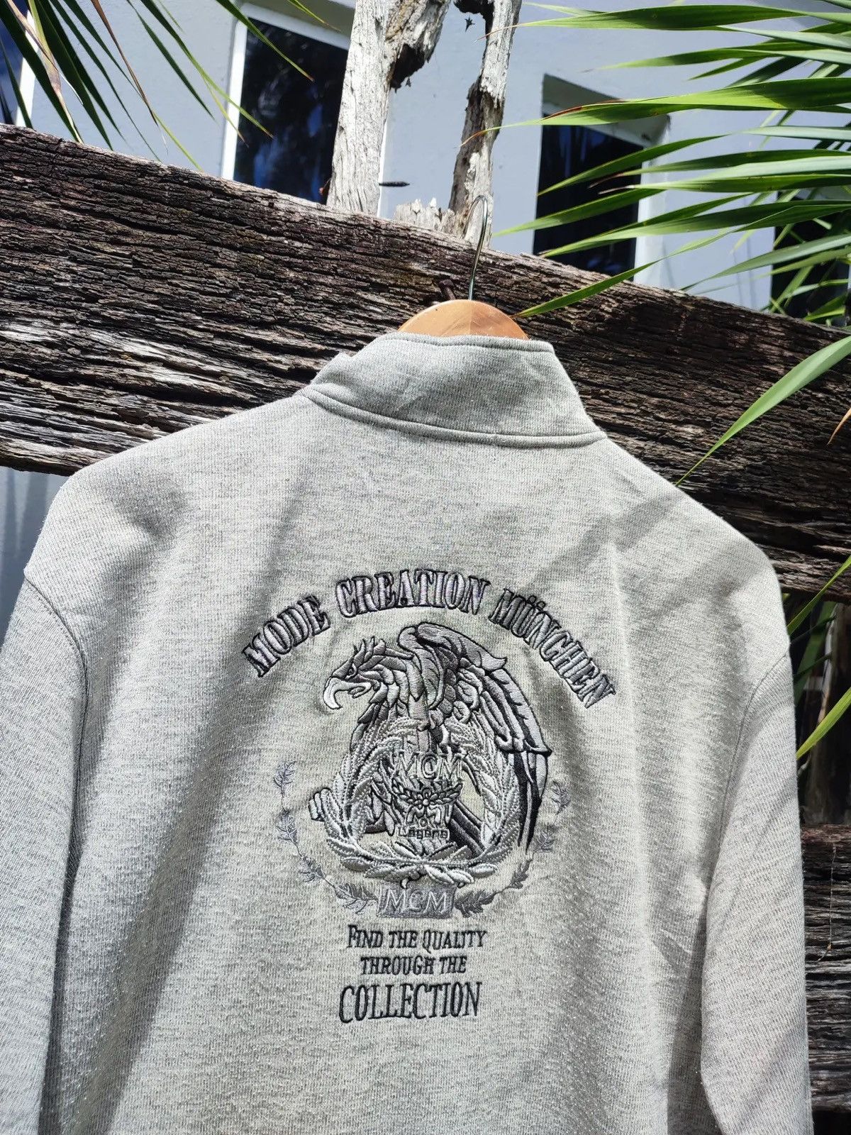 MCM Vintage MCM Embroidered Quarter-Zip – Dragon Crest Logo Size US M / EU 48-50 / 2 - 2 Thumbnail