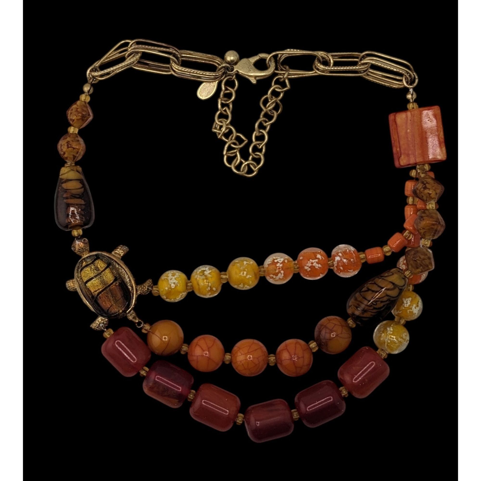 Other Chicos Turtle Necklace Red Yellow And Orange With Glass And Size ONE SIZE - 1 Thumbnail