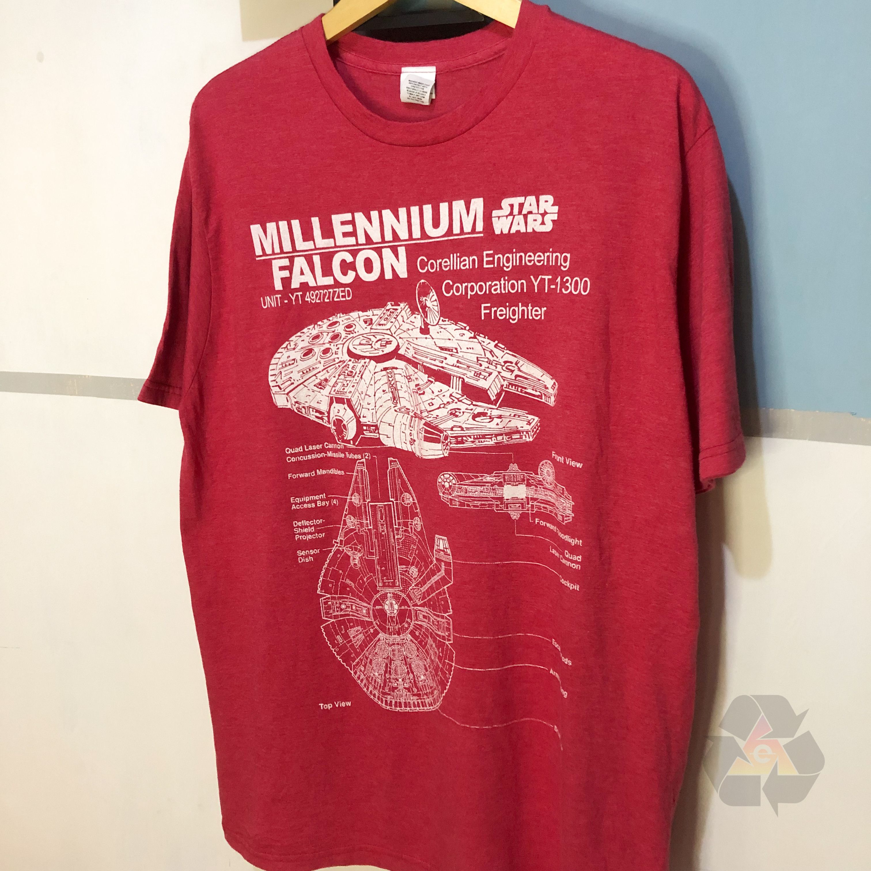 Star Wars Vintage Star Wars Millenium Falcon Top View T-Shirt Y2K Size US XL / EU 56 / 4 - 3 Thumbnail