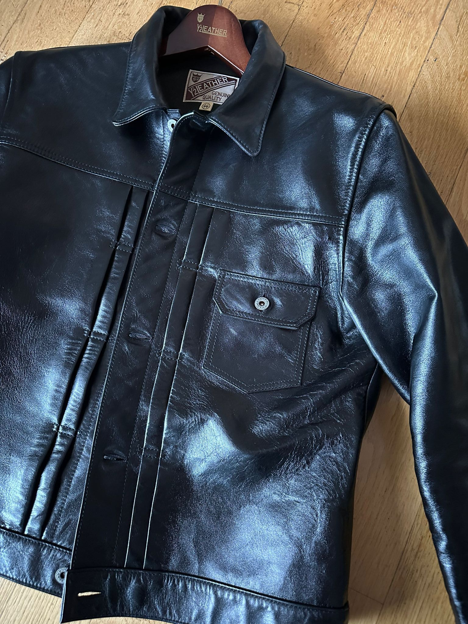 Y'2 Leather Horsehide Type I Jean Jacket EB-140 Size US XL / EU 56 / 4 - 2 Thumbnail