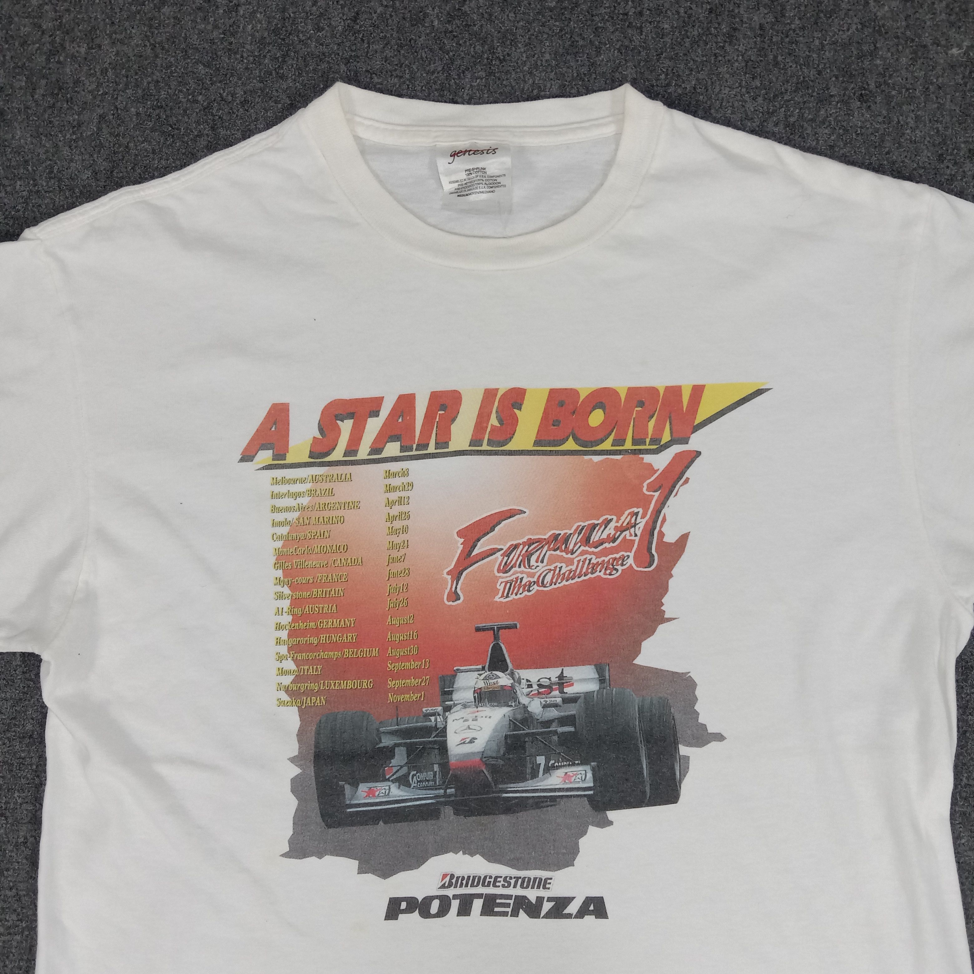 Vintage Bridgestone Potenza Formula One Racing Tshirt Size US M / EU 48-50 / 2 - 2 Thumbnail