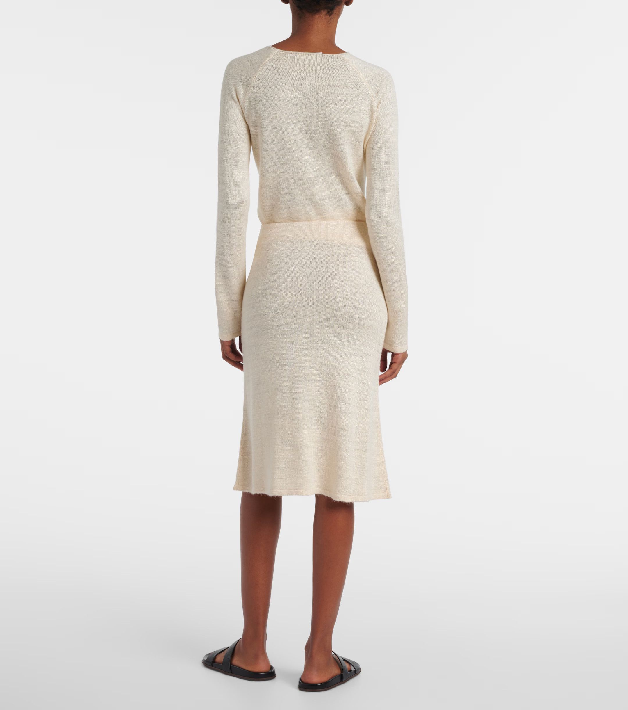 The Row THE ROW Jesto ecru knit silk midi skirt Size Large / 10 US Size 32" / US 10 / IT 46 - 6 Thumbnail