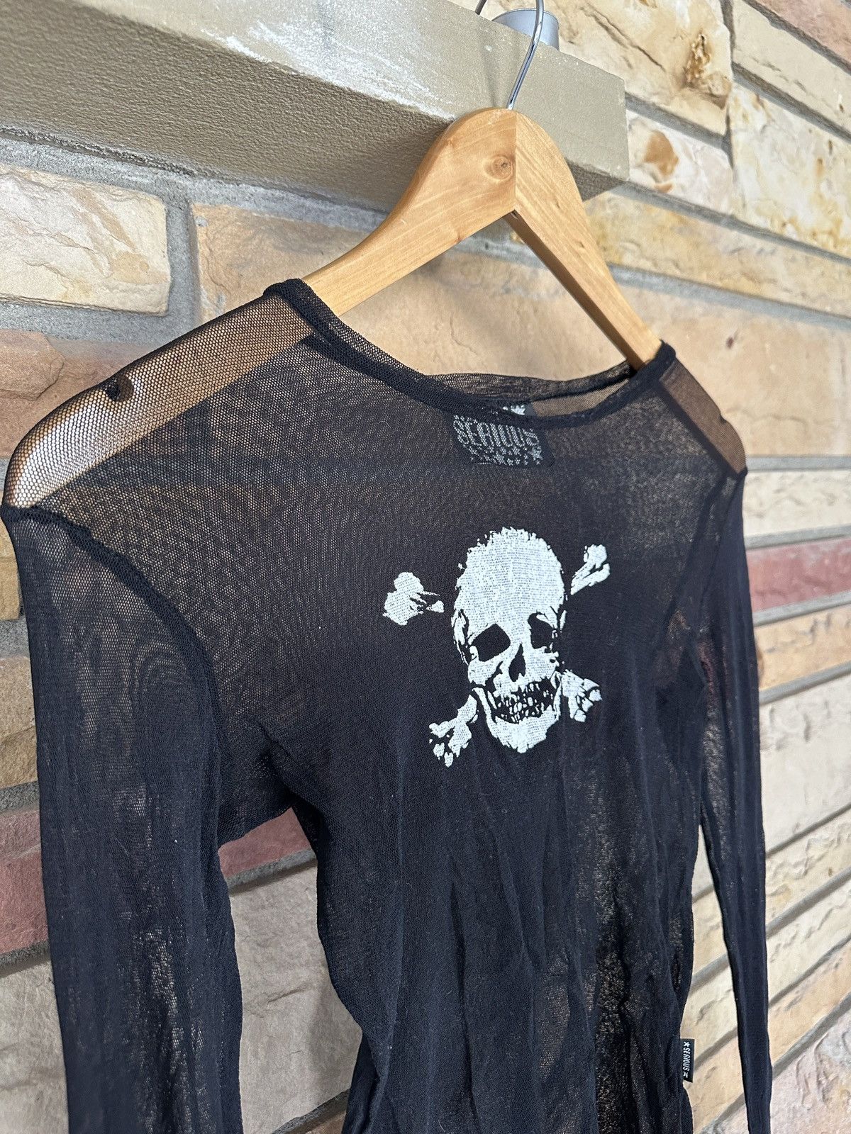 Vintage Vintage 90s Skull and Crossbones Mesh Top Size L / US 10 / IT 46 - 6 Thumbnail