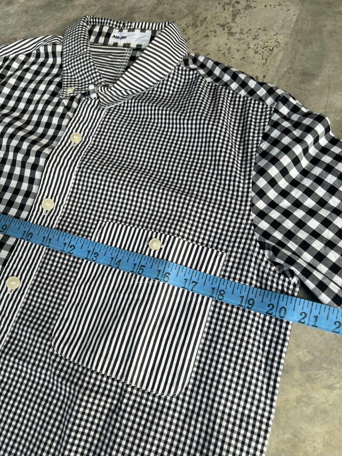 Issey Miyake × Japanese Brand × Ne-Net Ne-net X Issey Miyake Checked Patchwork Shirt Size US M / EU 48-50 / 2 - 9 Thumbnail