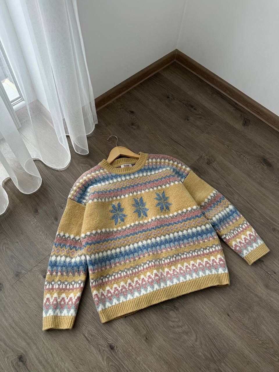 Other UK × Vintage Vintage Sisley Pure Mohair Wool Warm Yellow Sweater Size US M / EU 48-50 / 2 - 10 Thumbnail