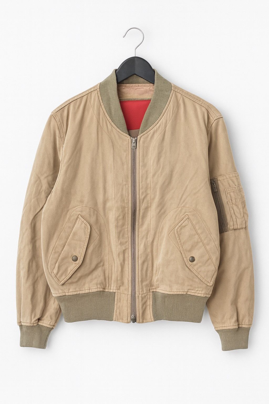 Japanese Brand Vintage “Croissant” Graphic Bomber Jacket Beige/Khaki Casual Size US M / EU 48-50 / 2 - 2 Thumbnail