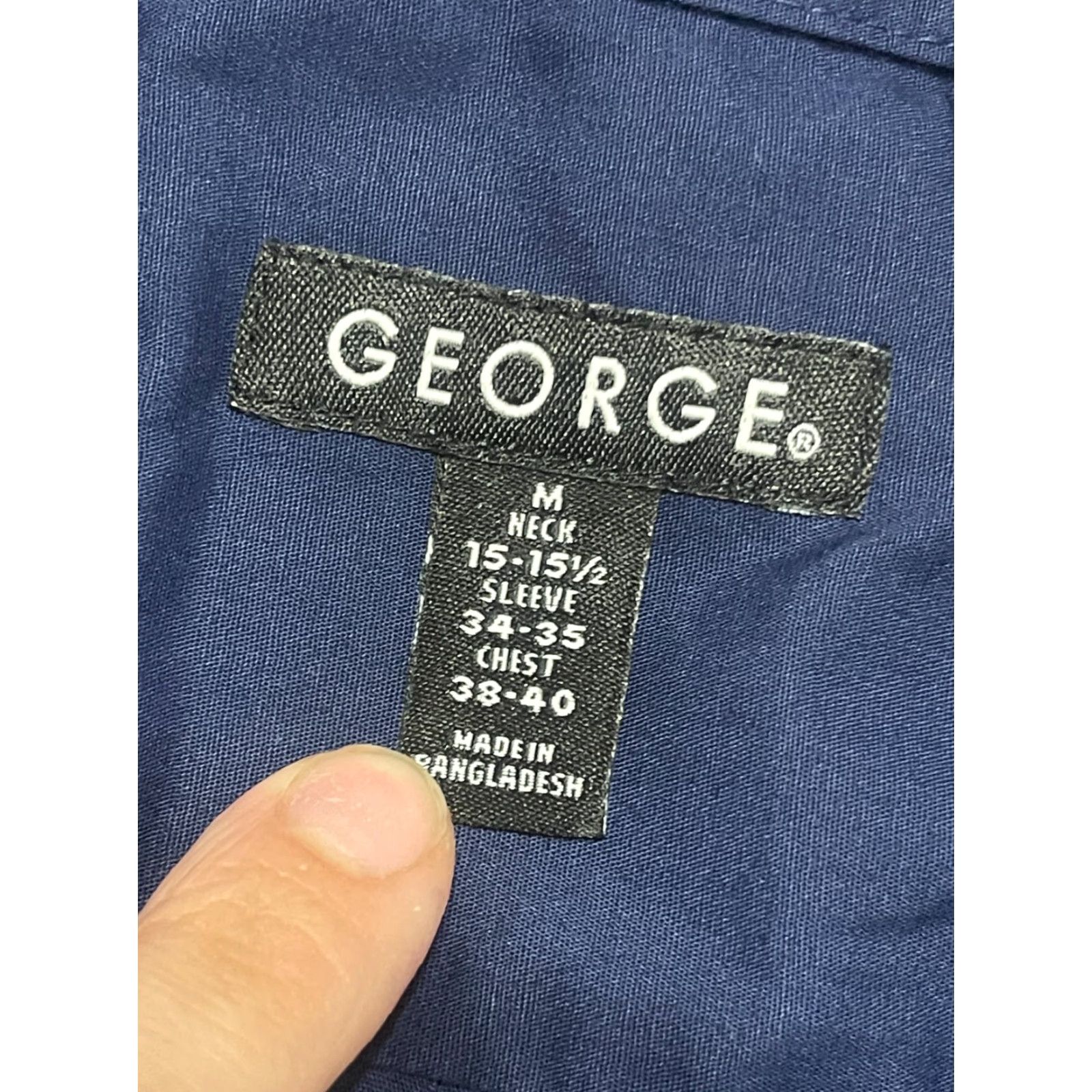 George George Shirt Mens M 15-15.5 34-35 Blue Long Sleeve Button Up Shirt Size US M / EU 48-50 / 2 - 5 Thumbnail