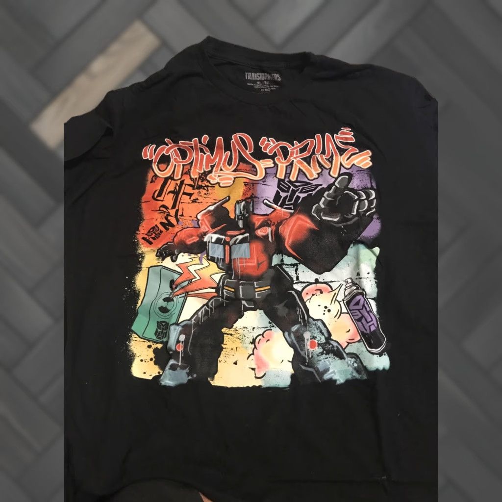 Vintage Transformers T-Shirt - Men's XL Black Crew Neck GraphiC Print Logo Prime Optimus Prime (Regular) Size US XL / EU 56 / 4 - 1 Thumbnail