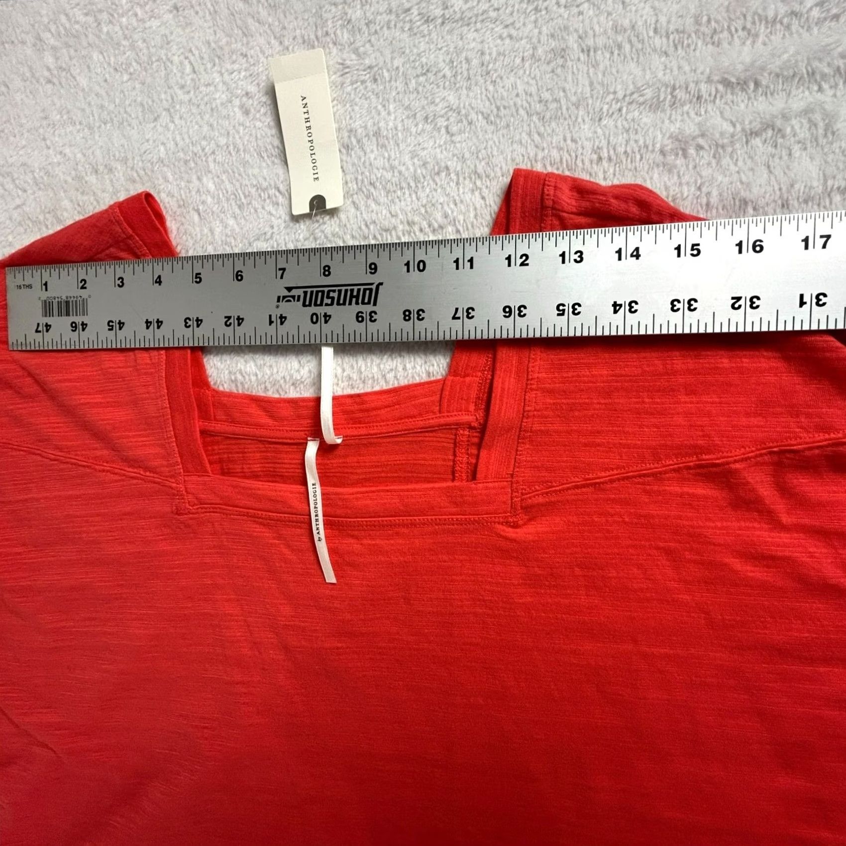 Anthropologie Anthropologie Women's Square Neck Short Sleeve Casual Blouse Red Medium NWT Size M / US 6-8 / IT 42-44 - 6 Thumbnail