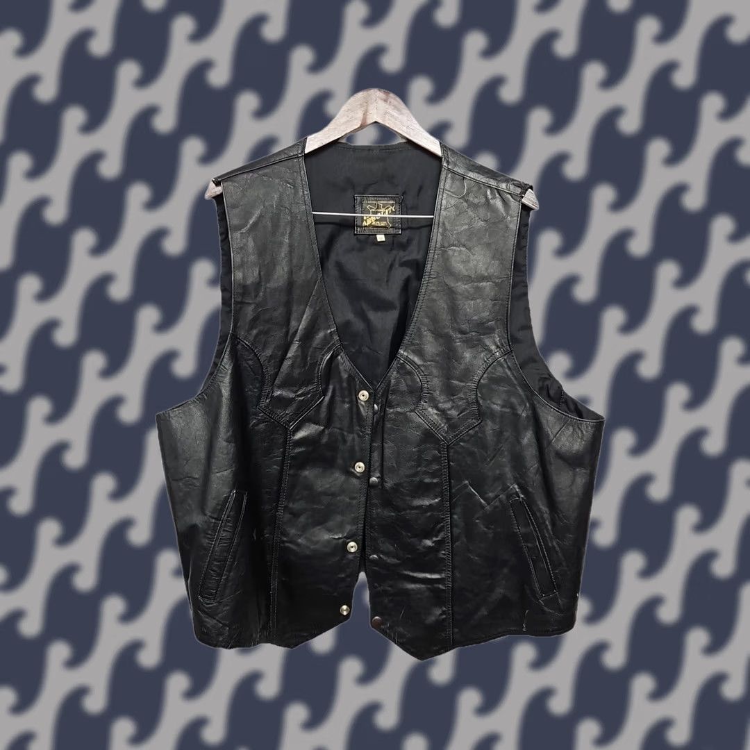 Vintage VINTAGE Arbolito Leather Vest Men XL 50 Black Mexico Motorcycle Jacket Lined Cowboy Biker Mens Size US XL / EU 56 / 4 - 1 Thumbnail