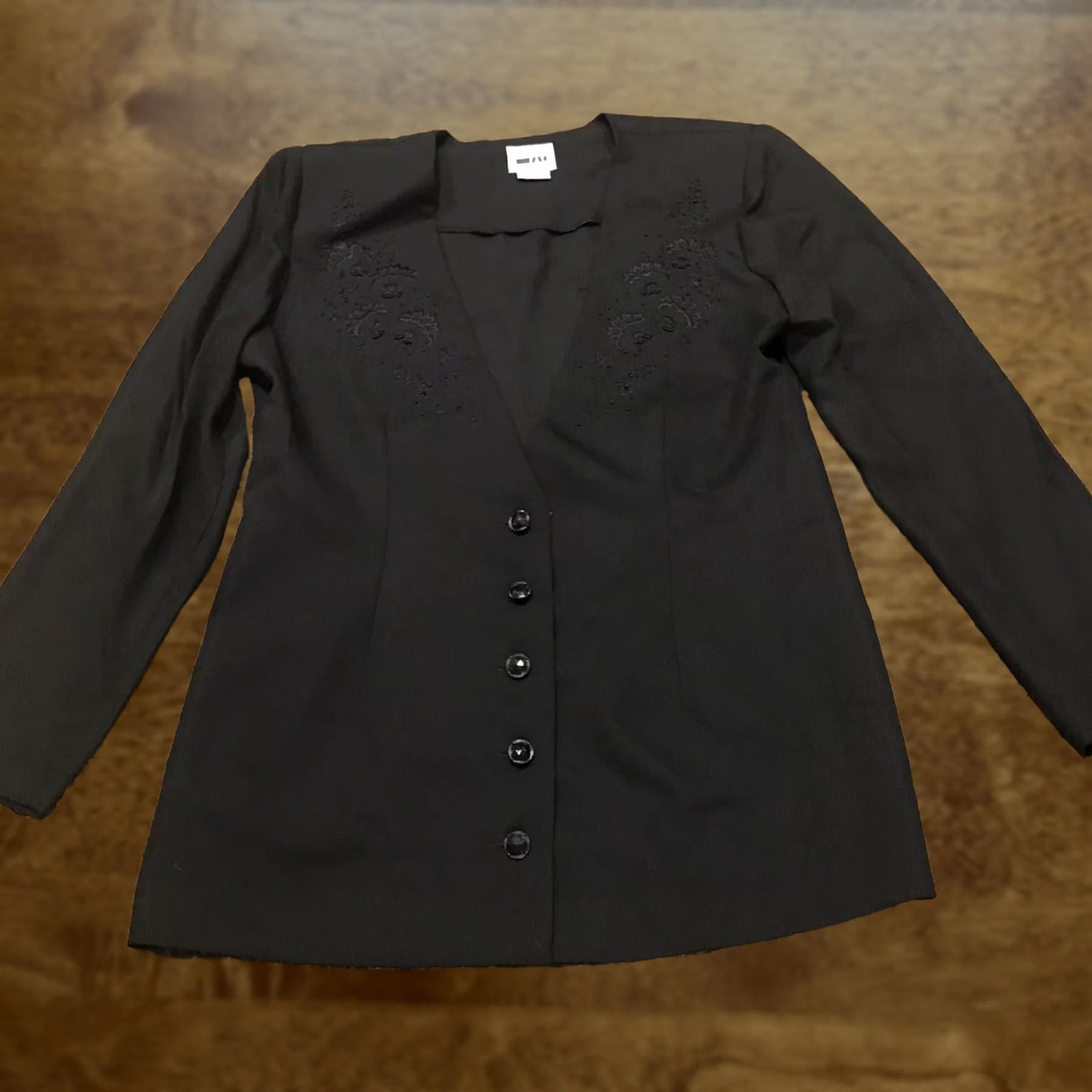Vintage VINTAGE Leslie Fay Shirt Womens 12 Black Button Up Top NWT 1990s Secretary/Geek Mens WomenGirls Size XL / US 12-14 / IT 48-50 - 1 Thumbnail