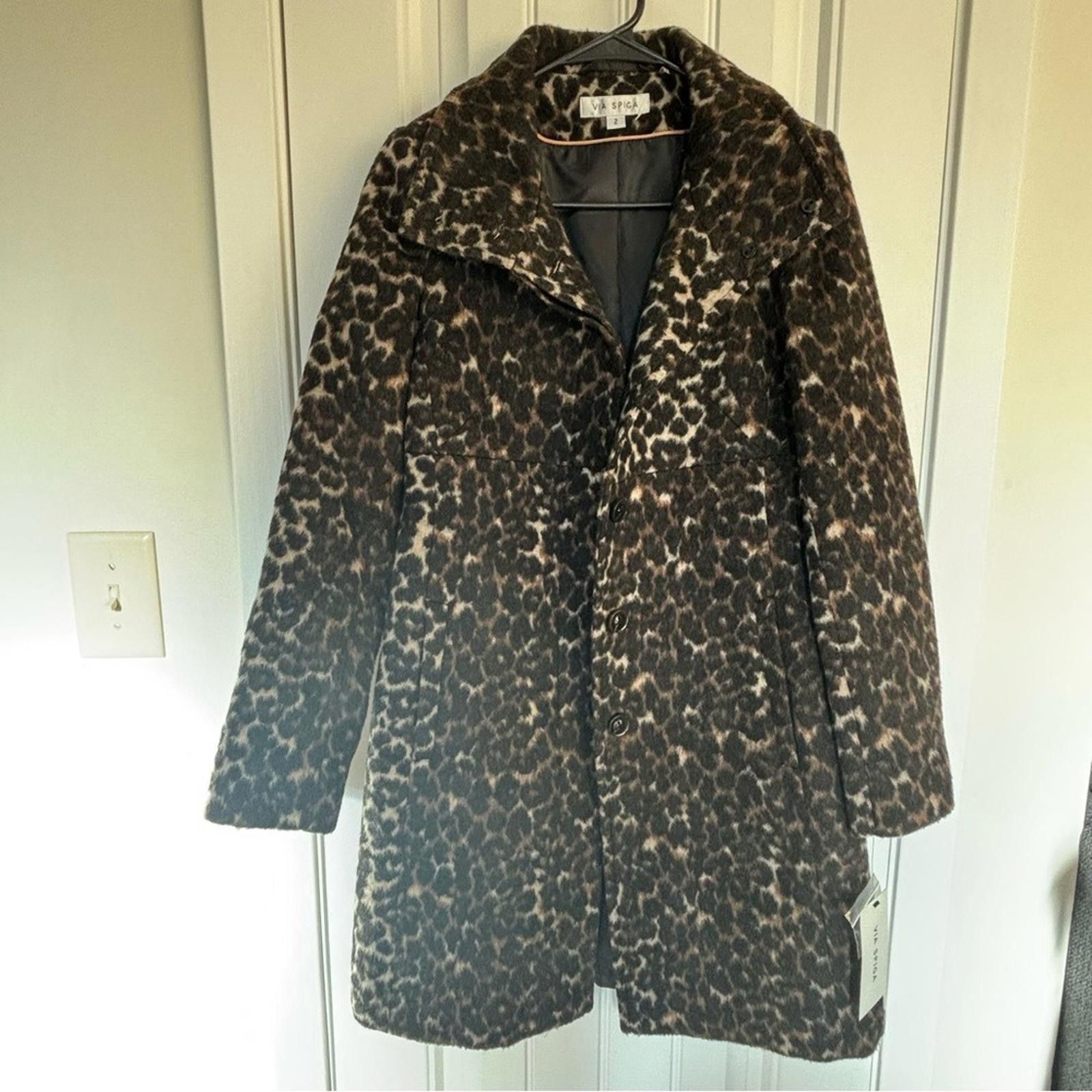 Other Via Spiga Leopard Patterned Coat Size XS / US 0-2 / IT 36-38 - 3 Thumbnail