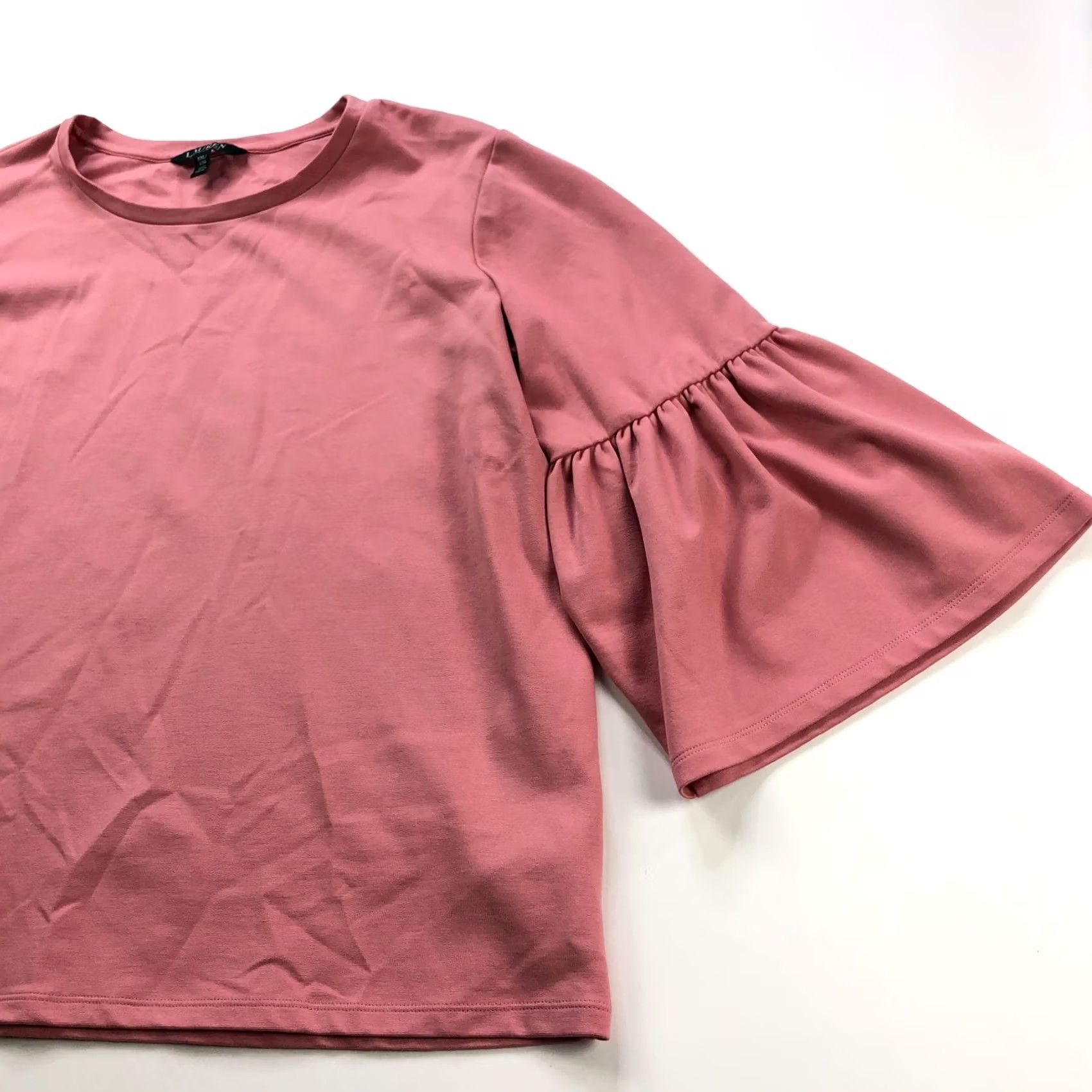 Ralph Lauren Lauren Ralph Lauren Blouse Shirt Viscose Nylon Pink XXL Bell Sleeve Pullover Top Women Regular Fit Crew Neck Casual Business Modern Classic Size XXL / US 16-18 / IT 52-54 - 2 Thumbnail