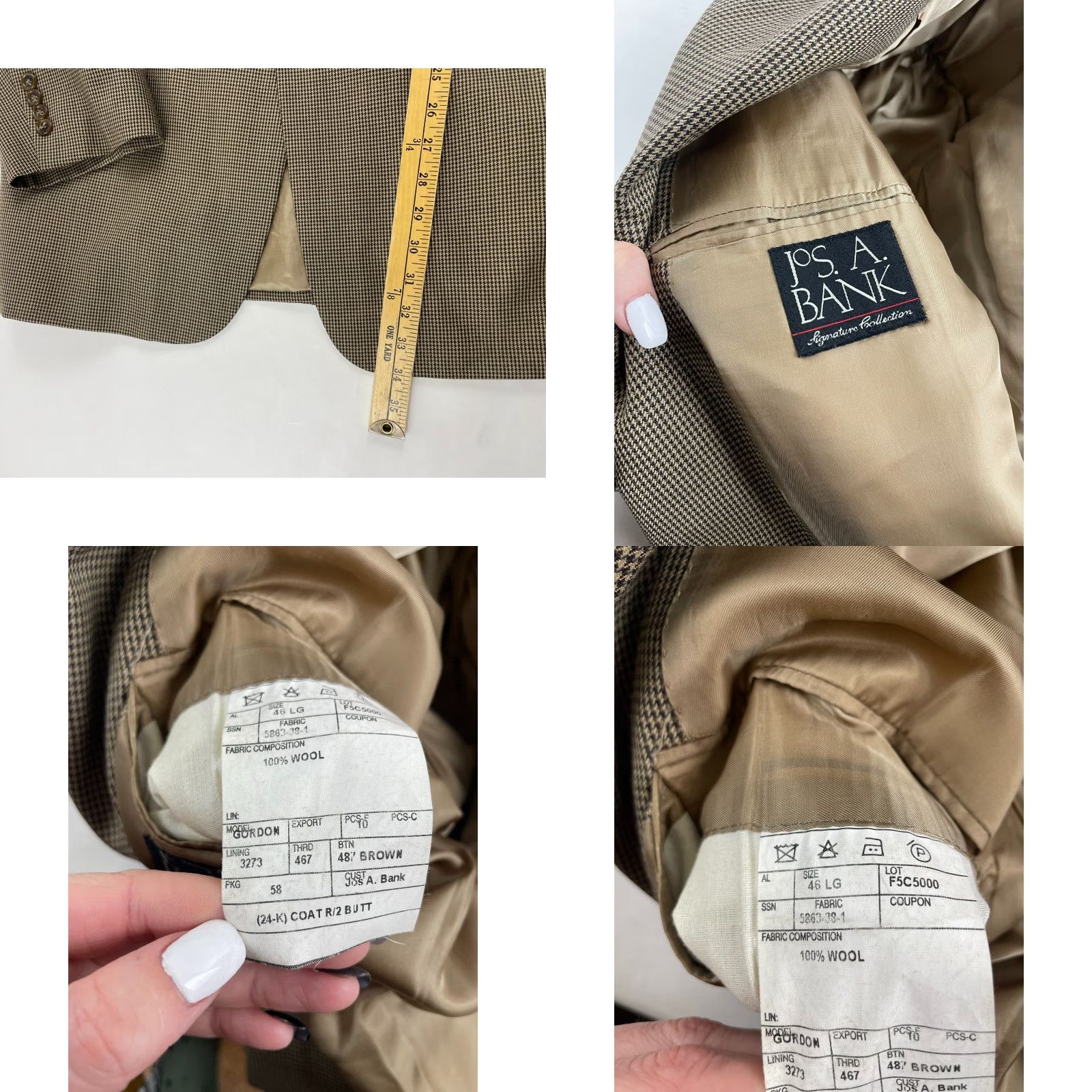 Jos. A. Bank Jos. A. Bank Blazer Jacket, Men's Large, Brown Tan, 100% Wool, Gordon Pea Coat, Suit Coat, Wool, Regular, Business Casual Formal, Jacket, Men Size 42R - 8 Thumbnail