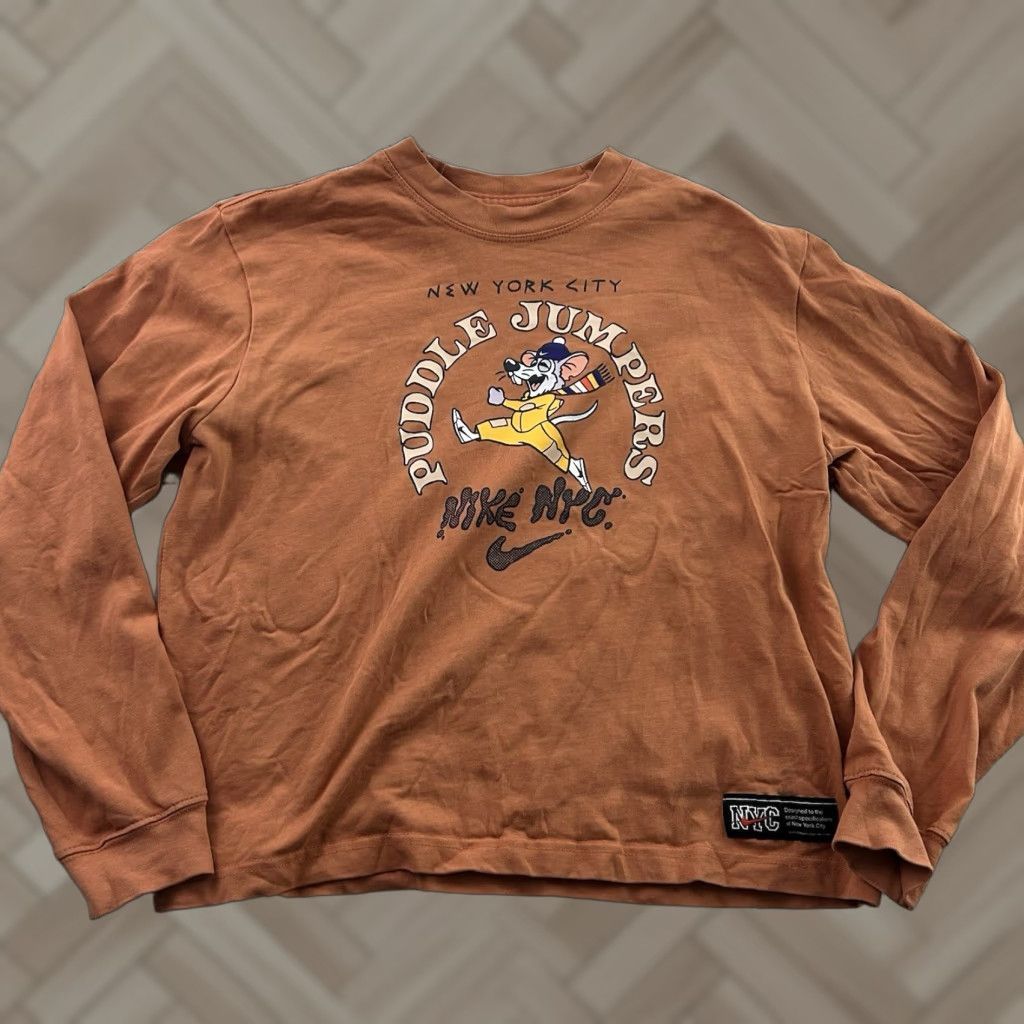 Nike Nike Puddle Jumpers Long Sleeve T Shirt Women's Small Orange City Shirt Size S / US 4 / IT 40 - 1 Thumbnail