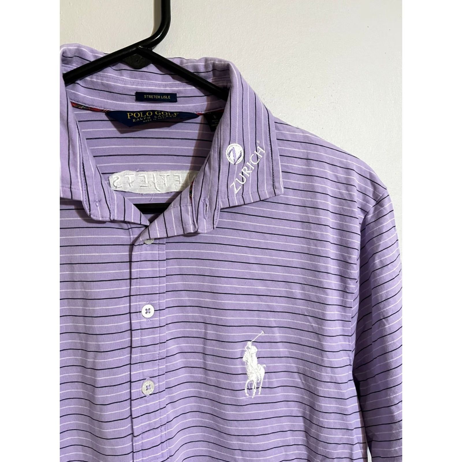 Polo Ralph Lauren Polo Ralph Lauren Golf Shirt NetJets Zurich Purple Stripes Lisle Men's Small S Size US S / EU 44-46 / 1 - 2 Thumbnail