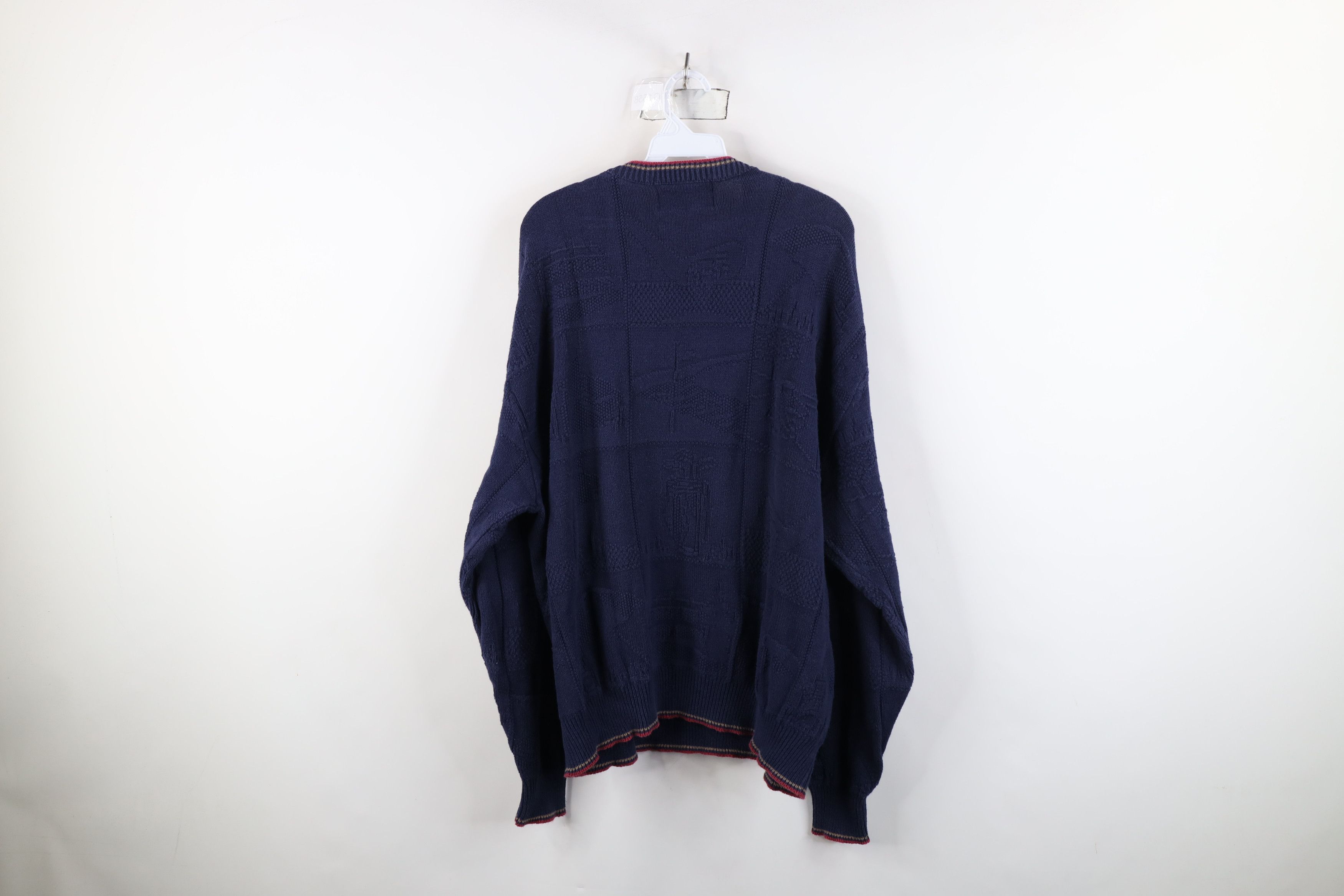 Vintage Vintage 90s Streetwear Over Print Cotton Knit Sweater USA Size US XXL / EU 58 / 5 - 11 Thumbnail