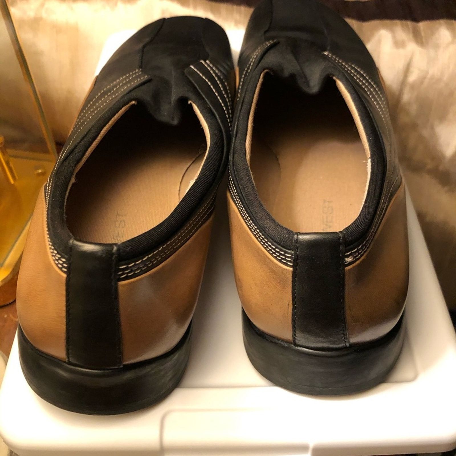 Nine West NINE WEST Black/Brown Leather/Fabric Flat Loafer Size US 11 / IT 41 - 3 Thumbnail
