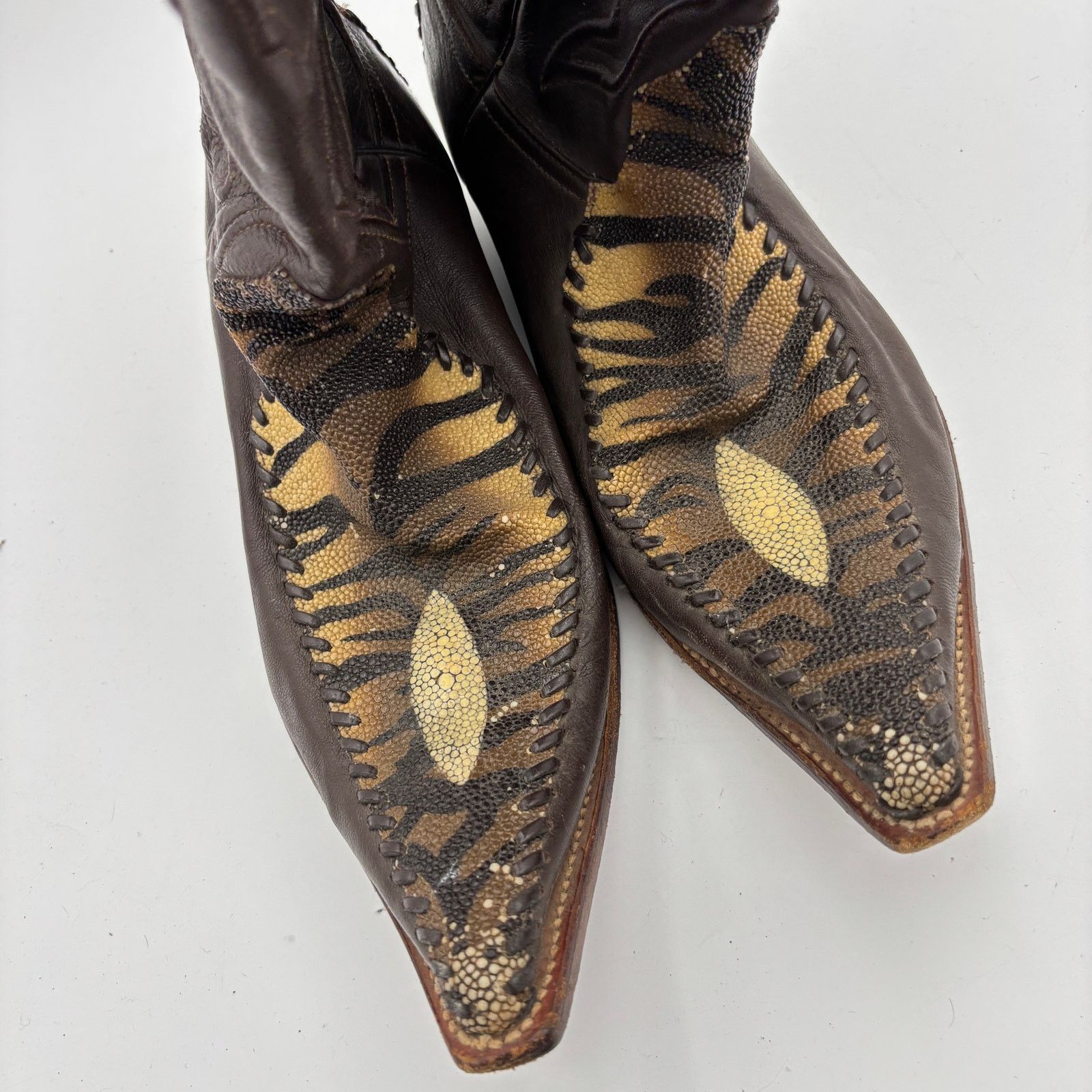 Vintage Wild West Genuine Stingray Single Stone Leather Boots 10.5EE Size US 10.5 / EU 43-44 - 15 Thumbnail