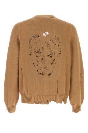 Alexander McQueen o1w1db10925 Distressed Skull Cardigan in Beige Size US M / EU 48-50 / 2 - 2 Thumbnail
