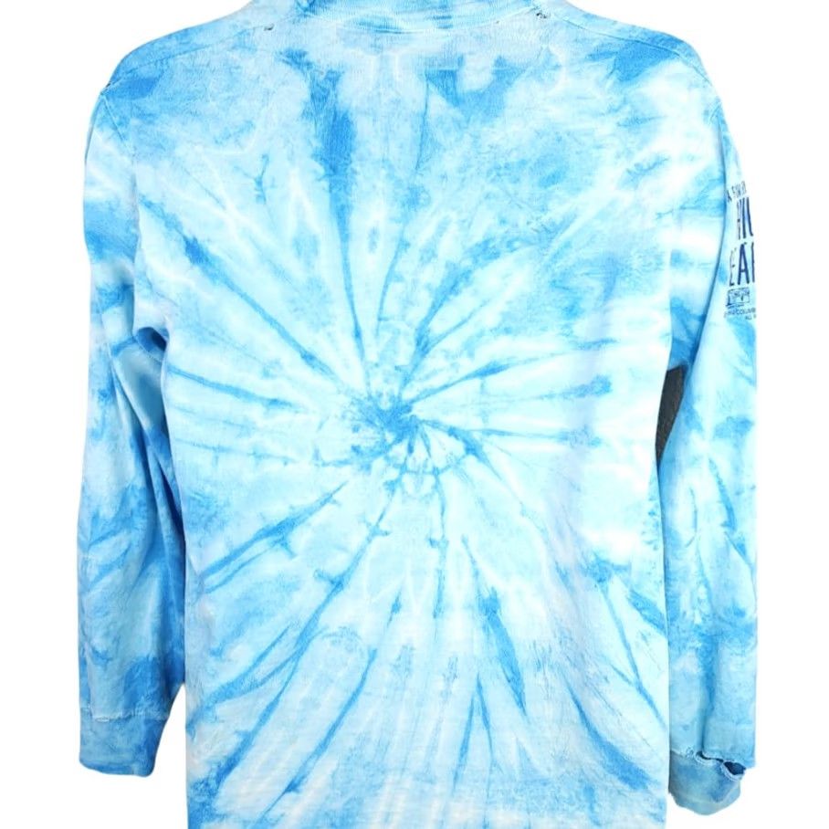 Fruit Of The Loom VINTAGE Higher Learning T Shirt Mens Size Medium 1995 Drama Movie Made In USA Tie Dye Blue Cotton Crew Neck Long Sleeve Front Back Single Stitch Size US M / EU 48-50 / 2 - 5 Thumbnail