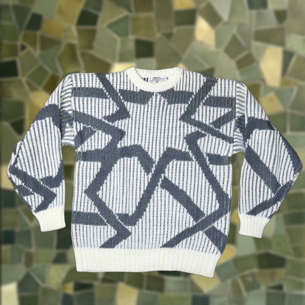 Vintage VINTAGE 80s Saturdays Cream and Grey Geometric Star Print Sweater M Womens Size M / US 6-8 / IT 42-44 - 1 Thumbnail