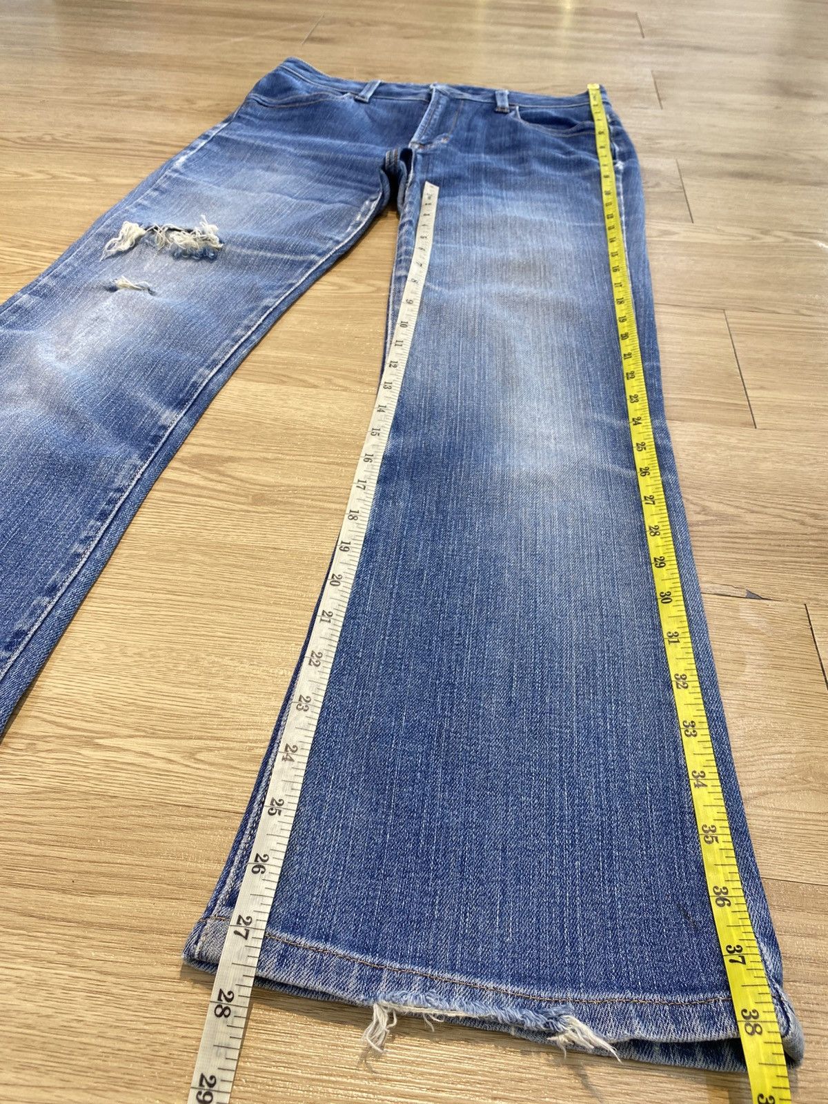 If Six Was Nine Japanese Brand Blue Wash Style Flare Distress Jeans Size US 29 - 9 Thumbnail