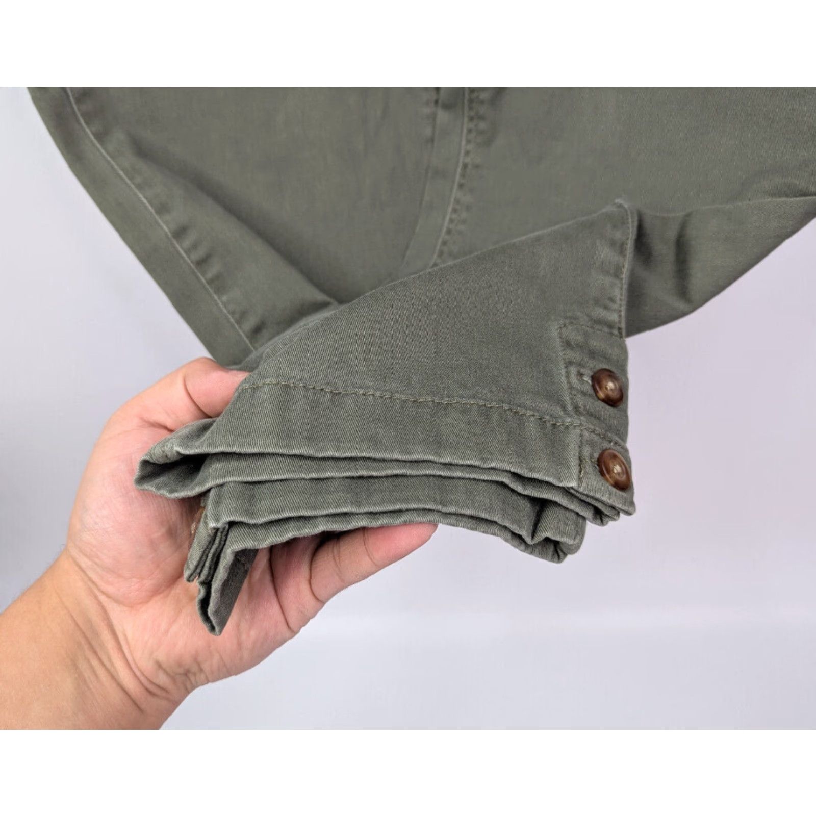 Vintage LL Bean Favorite Fit Women's 12 Green Cropped Pants High Rise Cotton Blend Capris Straight Pockets Casual Workwear Size 34" / US 12 / IT 48 - 3 Thumbnail