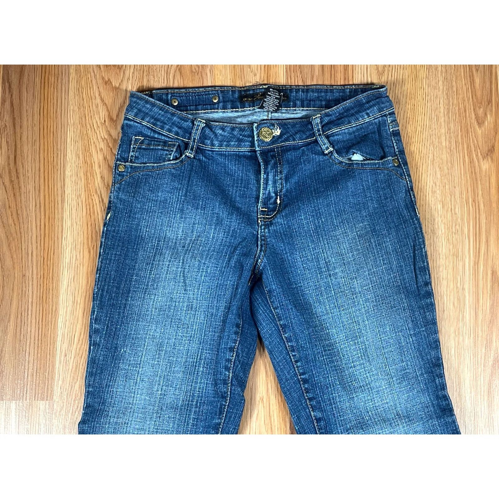Southpole Southpole Jeans Co. Denim Jeans Mid Rise Flared Leg Faded Blue Cotton Blend Women’s 7 Size 28" / US 6 / IT 42 - 2 Thumbnail