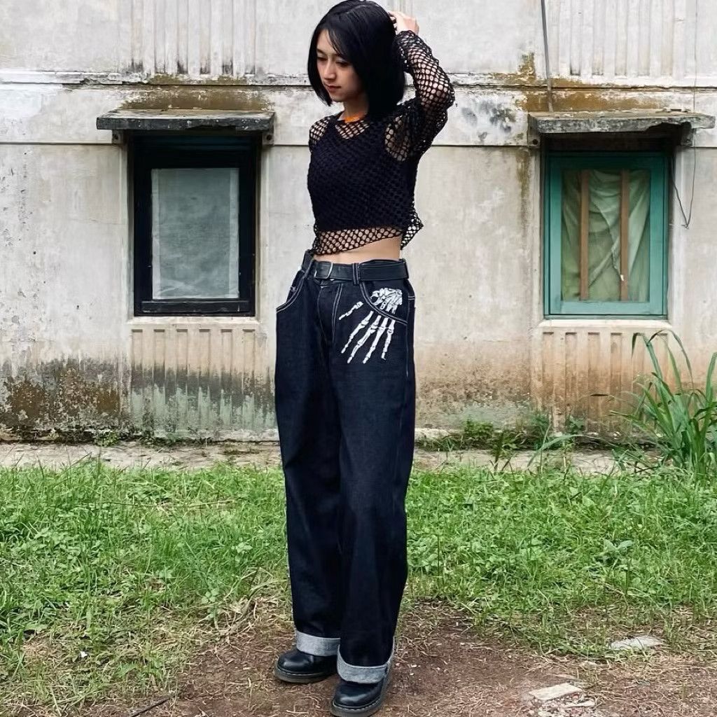 Japanese Brand Harajuku Japanese style streetwear hand skull jeans Size US 36 / EU 52 - 5 Thumbnail