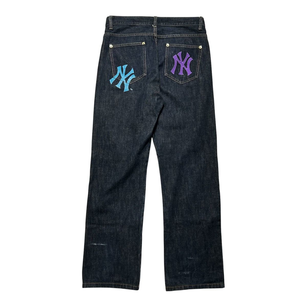 New York Yankees New York Yankees Embroidery Logo Denim Pants Size US 33 - 2 Thumbnail