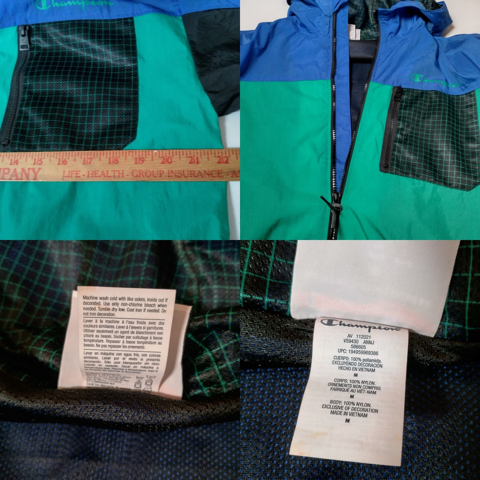 Champion Champion Windbreaker Jacket Men Medium Blue Black Colorblock Retro Full Zip New Size US M / EU 48-50 / 2 - 8 Thumbnail