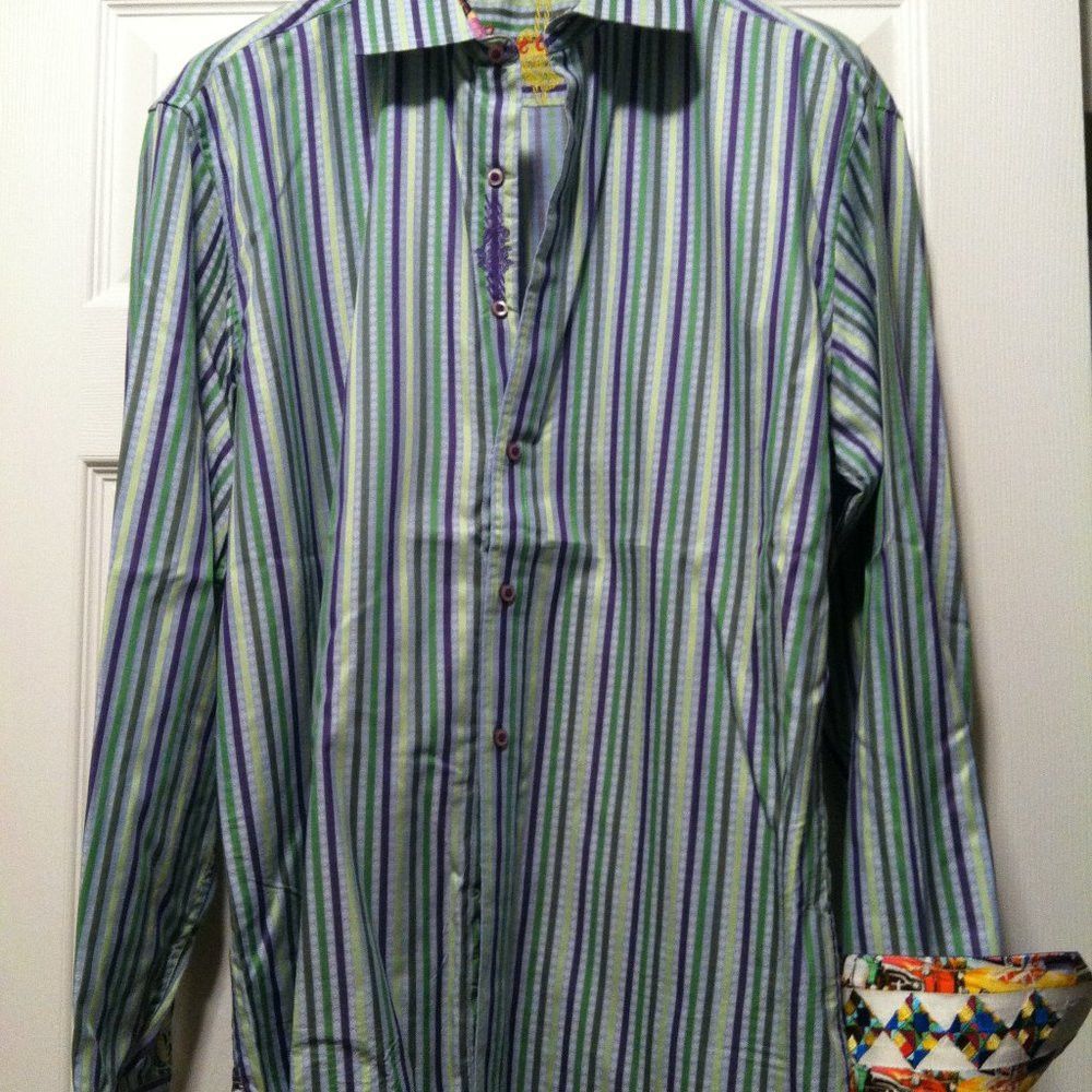 Robert Graham ROBERT GRAHAM MENS NEW MULTICOLOR 100%COTTON CASUAL SHIRT L Size US L / EU 52-54 / 3 - 4 Thumbnail