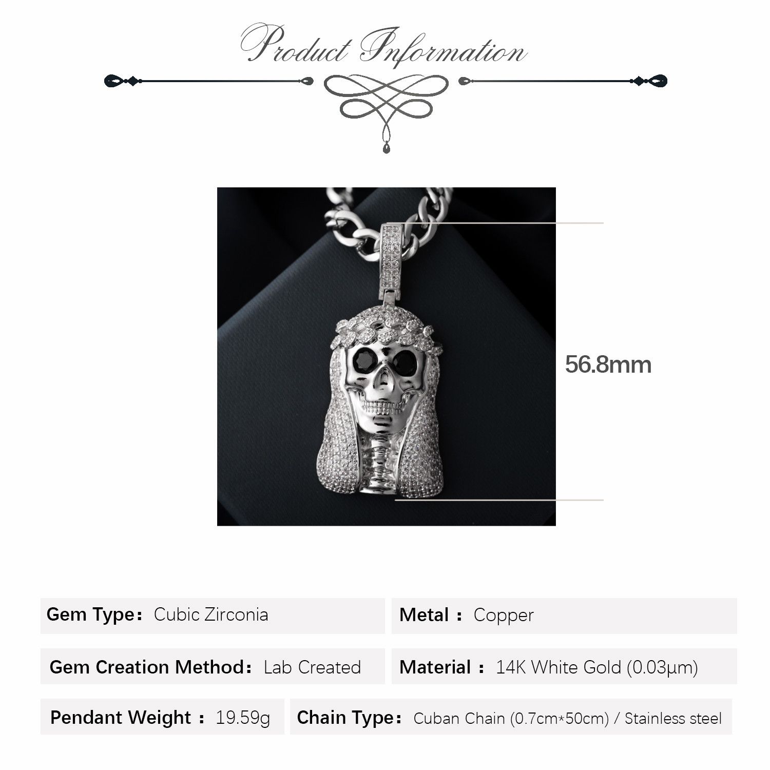 Jewelry Skull Skeleton Pendant Necklace Size ONE SIZE - 5 Thumbnail
