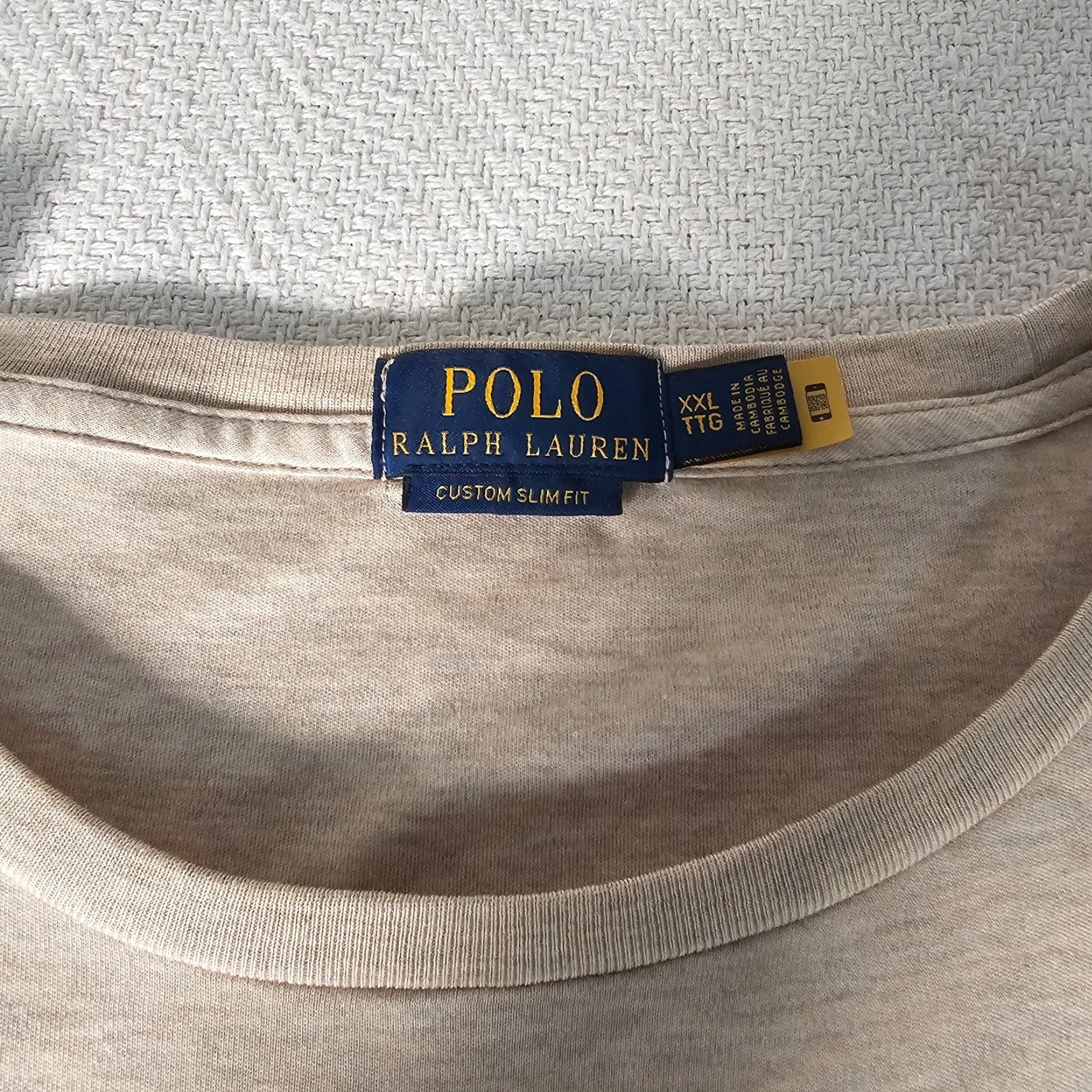 Ralph Lauren VINTAGE Ralph Lauren T-Shirt Men 2XL Short Sleeve Crew Neck Solid Cotton Logo Slim Beige Size US XXL / EU 58 / 5 - 2 Thumbnail